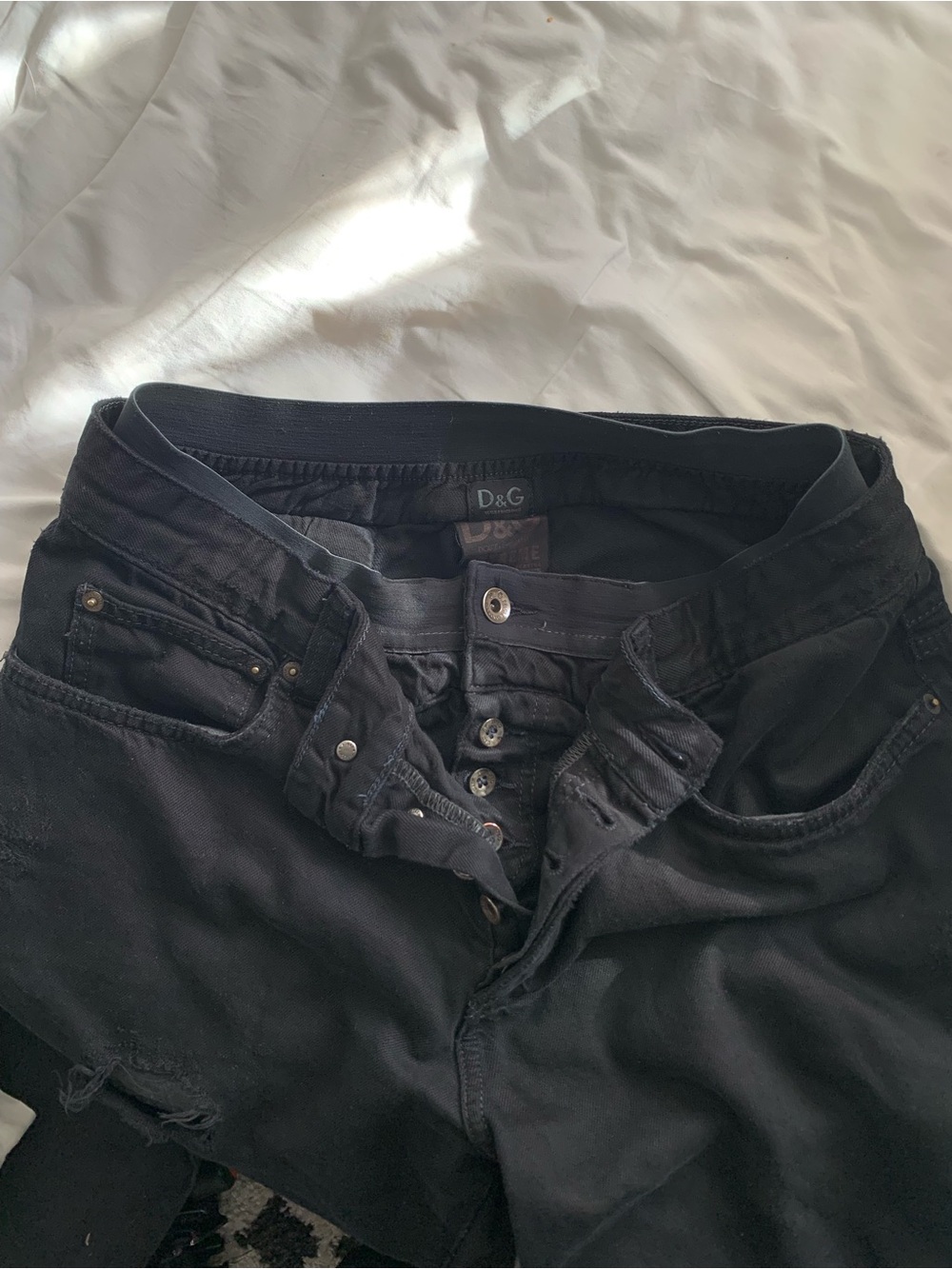 D&G Women's Black Boyfriend Jeans with Button-Fly
